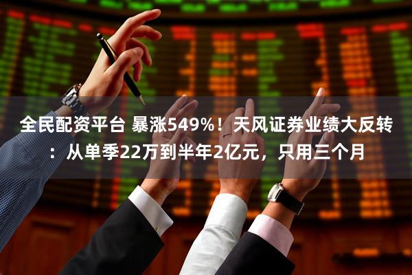 全民配资平台 暴涨549%！天风证券业绩大反转：从单季22万到半年2亿元，只用三个月